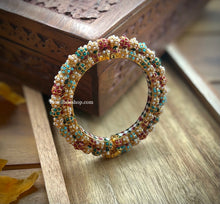 Load image into Gallery viewer, Round Multicolor Jadau Kundan Rajasthani Openable Single Bangle
