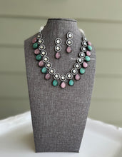 Load image into Gallery viewer, Harnaaz Kaur Series Miss Universe Kundan Rodium polish Victorian glass beads necklace set
