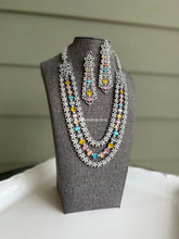 Load image into Gallery viewer, Noor - Designer Premium American Diamond Multicolor Pastel Cz Three layer Necklace
