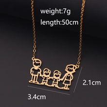 Load image into Gallery viewer, Family of four steel hollow Necklace IDW

