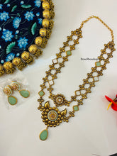Load image into Gallery viewer, Contemporary Amrapali Kundan Natural Stone Brass Necklace set

