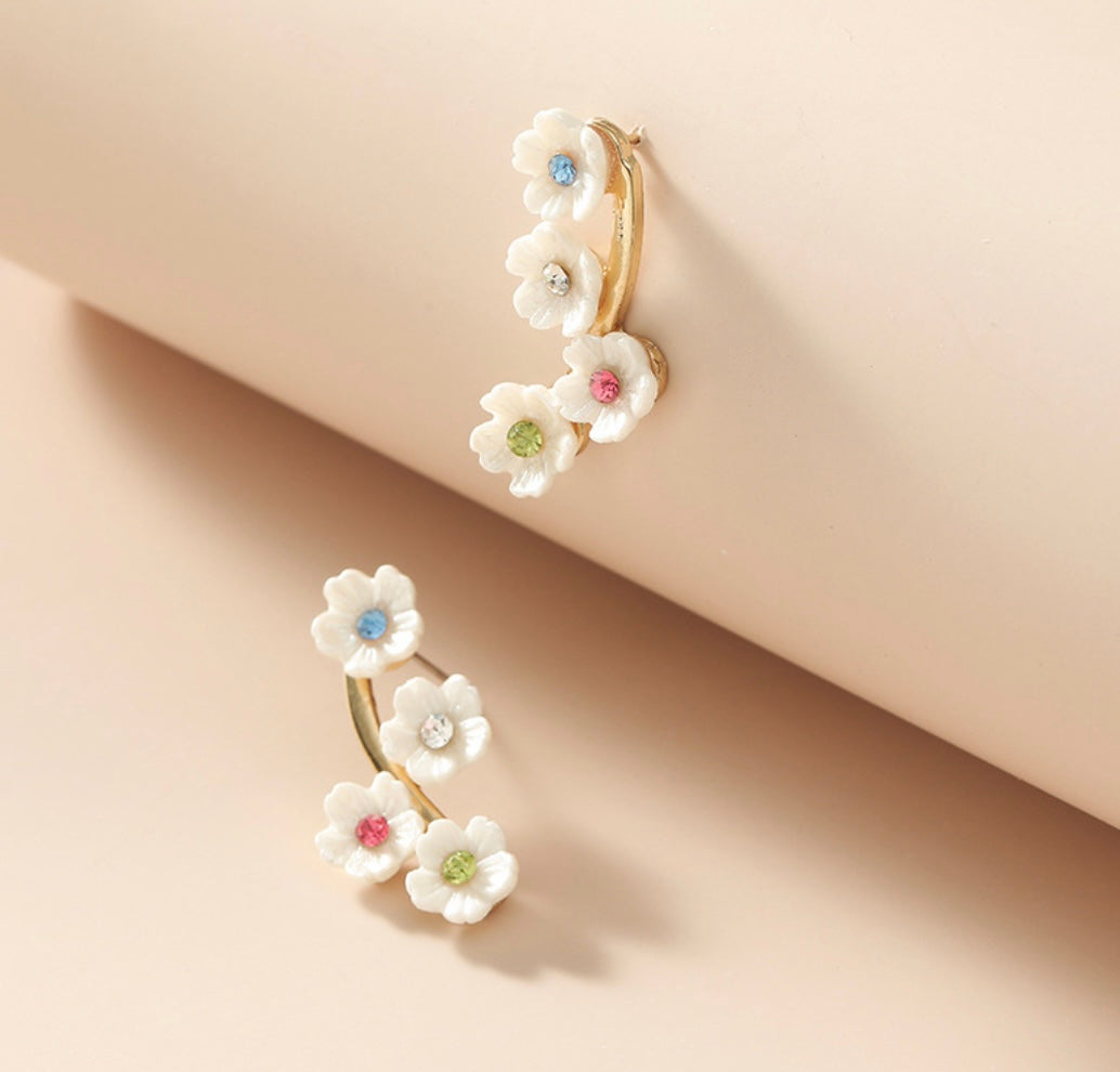 Multicolor stone Flower Stud earrings IDW