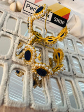 Load image into Gallery viewer, Natural stone Brass pearl hoop earrings women earrings
