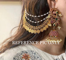 Load image into Gallery viewer, Golden 2 pc Multicolor Earrings chain  Pearl Chain Mattal
