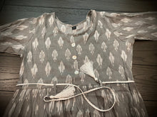 Load image into Gallery viewer, Grey Strip Rayon umbrella cut long maxi dress
