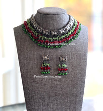 Load image into Gallery viewer, Elephant German silver lookalike Choker necklace set
