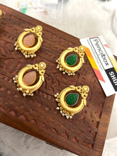 Load image into Gallery viewer, Carved Natural Stone Brass peacock Stud Earrings
