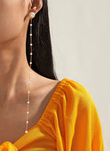 Load image into Gallery viewer, Pearl Long Golden Statement Dangling Earrings IDW
