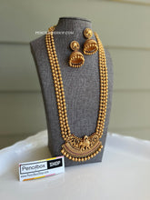 Load image into Gallery viewer, Ruby Elephant Baraat Gold matte finish Golden Beads Temple Necklace set
