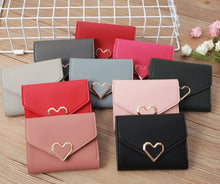Load image into Gallery viewer, Pocket size heart buckle wallet three fold wallet
