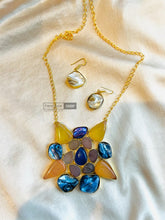Load image into Gallery viewer, Blue Spark Natural Stone Contemporary Long Necklace set
