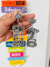 Load image into Gallery viewer, Silver Owl Afghani Long Dangling Jhumka Earrings
