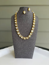 Load image into Gallery viewer, Single line Square Back side Meenakari Kundan Necklace set Mahika
