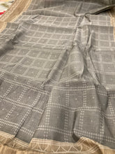 Load image into Gallery viewer, Handloom weaving Silk Grey with modern touch  Saree

