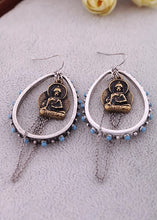 Load image into Gallery viewer, Buddha Turquoise Vintage copper Tassel Earrings IDW
