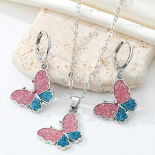 Load image into Gallery viewer, Combo set Pink Blue Glitter Cute Butterfly Shaded Necklace set IDW
