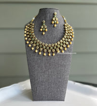 Load image into Gallery viewer, Jadau Green Simple pearl Net Moti Simple Elegant Necklace set
