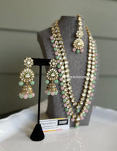 Load image into Gallery viewer, Two Layered Dabi kundan Long Necklace set with maangtikka
