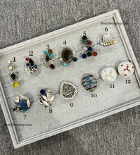 Load image into Gallery viewer, Mix Collection German Silver Ring Natural stone Adjustable
