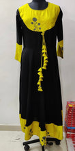 Load image into Gallery viewer, Printed Flair Rayon Long dress with front tassels
