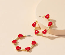 Load image into Gallery viewer, Heart Round Hoop Earrings IDW
