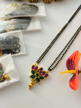Load image into Gallery viewer, Jadau Multicolor double chain Black beads Mangalsutra Necklace set
