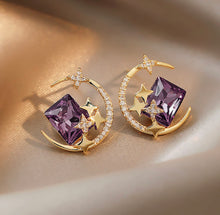 Load image into Gallery viewer, Moon star Crystal Rhinestone Golden Small Stud earrings IDW
