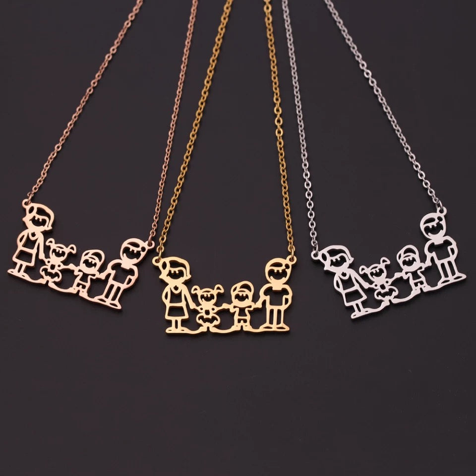 Family of four steel hollow Necklace IDW