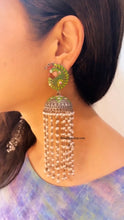Load image into Gallery viewer, German silver Peacock Pearl Hanging Long Earrings
