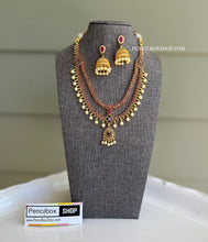Load image into Gallery viewer, Two layer Multicolor Cz American diamond Golden Finish Necklace set
