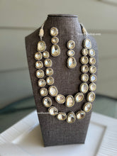 Load image into Gallery viewer, Premium Quality Maharani Uncut Polki kundan Silver Foiled Two layer Necklace set
