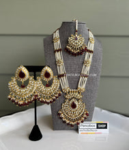 Load image into Gallery viewer, Dhani Kundan Pearl Beads Long Necklace set with maangtikka
