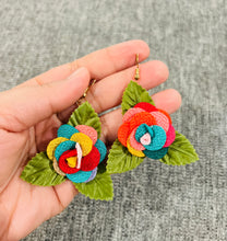Load image into Gallery viewer, Fabric Flower Earrings for women IDW
