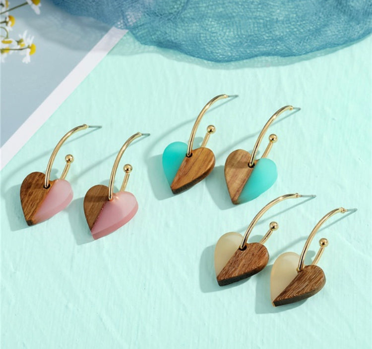 Heart wooden Hoop earrings IDW