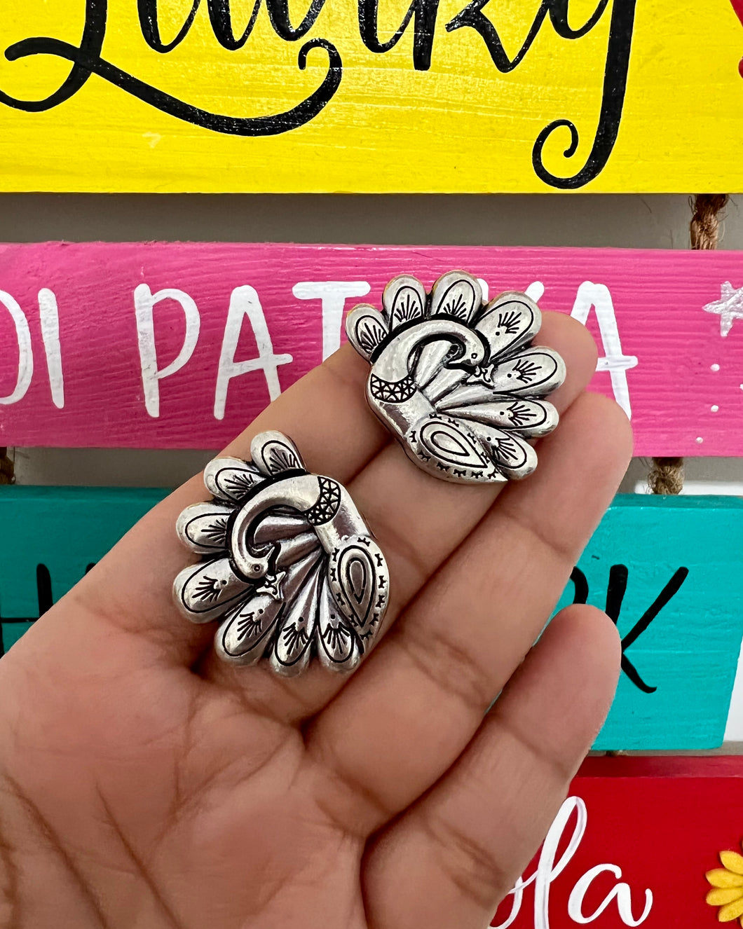 German silver Peacock Stud Earrings