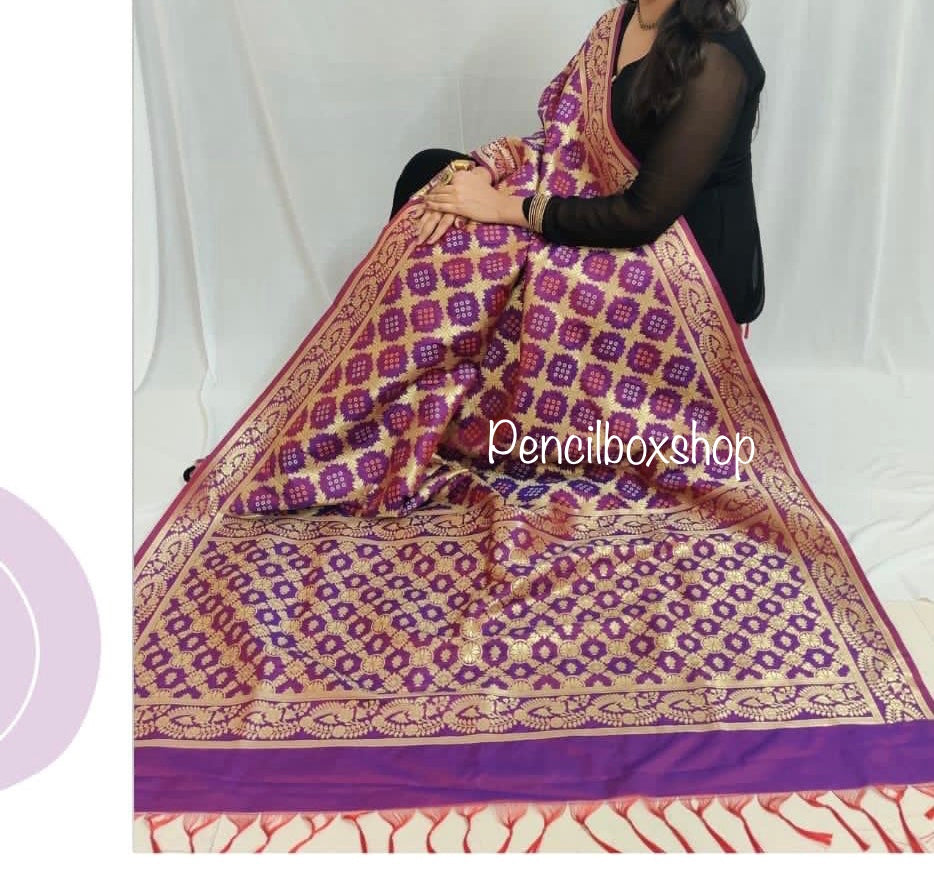 Patola Banarasi silk Purple Aarush dupatta
