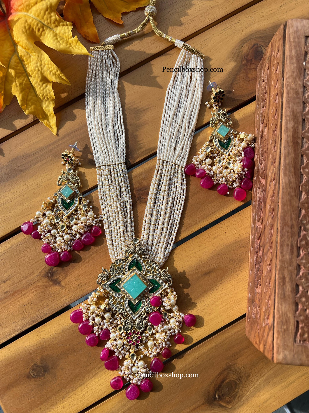 Exclusive Pachi Kundan Designer Premium Long Pearl necklace set