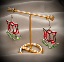 Load image into Gallery viewer, Rose Flower Cz stones Earrings IDW
