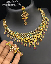 Load image into Gallery viewer, Multicolor kemp Stone Necklace set  temple jewelry
