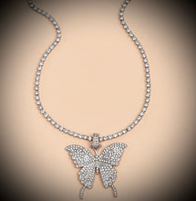 Load image into Gallery viewer, Butterfly White Stone Rhinestone Necklace IDW
