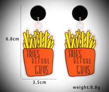 Load image into Gallery viewer, [New]Acrylic Fries before Guys  red black earrings IDW
