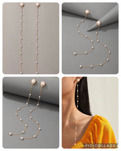 Load image into Gallery viewer, Pearl Long Golden Statement Dangling Earrings IDW
