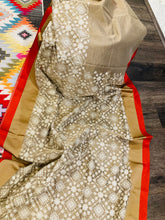 Load image into Gallery viewer, Handloom chikankari work Zari border red golden  Saree
