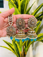 Load image into Gallery viewer, Pearl Mirror Jhumka Set with Maangtikka Set
