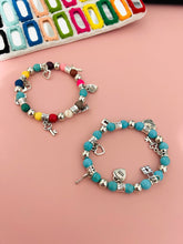 Load image into Gallery viewer, Multicolor Stone stretchy Bracelet with charms
