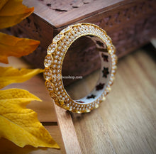 Load image into Gallery viewer, White Pearl Jadau Kundan Rajasthani Openable Single Bangle
