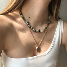 Load image into Gallery viewer, Natural Stone Two Layer necklace with beads IDW
