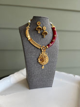 Load image into Gallery viewer, Half N half Designer Kundan  Brass Made ruby Golden Necklace set
