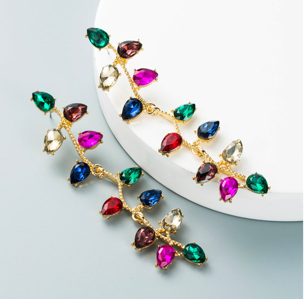 Multicolor Long statement Dangling Earrings IDW