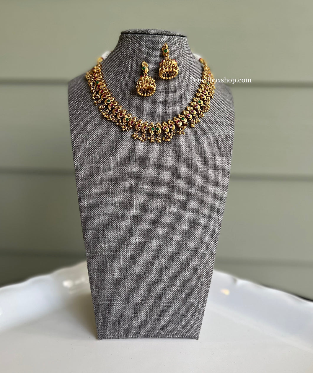 Peacock Multicolor Kemp Stone simple necklace set